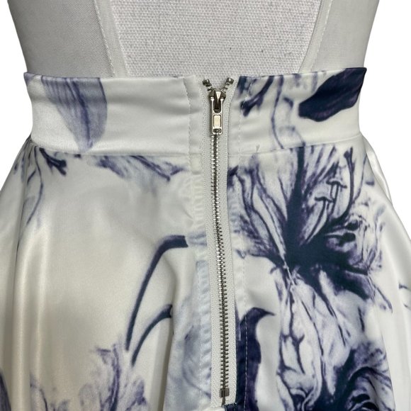 Floral Halter Neck Mini Dress - White and Blue - Picture 15 of 16